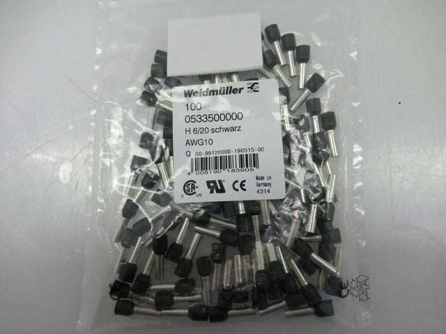 Weidmuller 0533500000 Wire-End Ferrule H6,0/20 Black Schwarz AWG 10