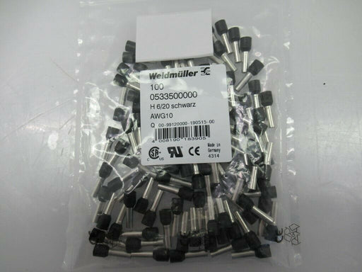 Weidmuller 0533500000 Wire-End Ferrule H6,0/20 Black Schwarz AWG 10