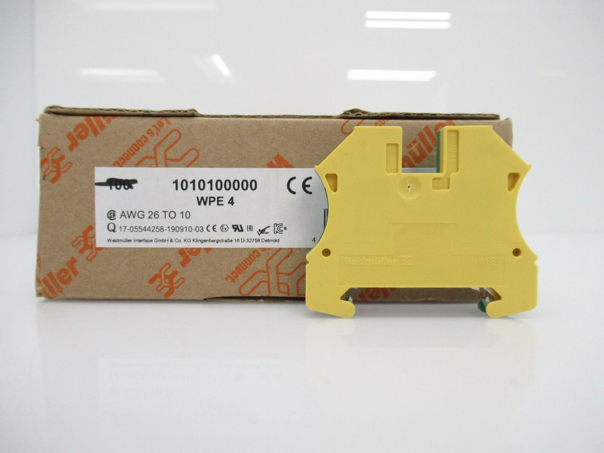 Weidmuller WPE4 1010100000 DIN Rail Mount Terminal Block, 4mm², AWG 26/10