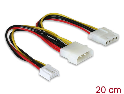 Delock 82111 Power Cable Molex 4Pin Male To Molex 4 Pin Female + 4 Pin Floppy