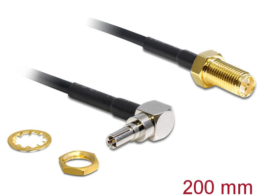 Delock 88465 Antenna Cable Rp-Sma Jack Bulkhead To Crc-9 Plug 90° 200 Mm