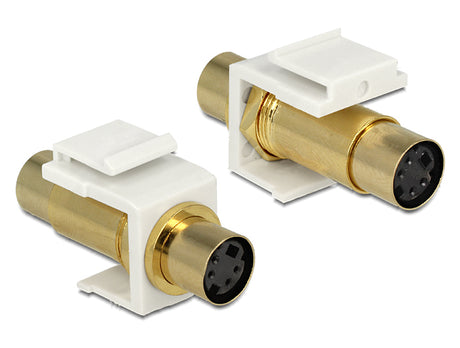 Delock 86338 Keystone Module Mini-Din 4 Pin Female > Female Gold Plated White