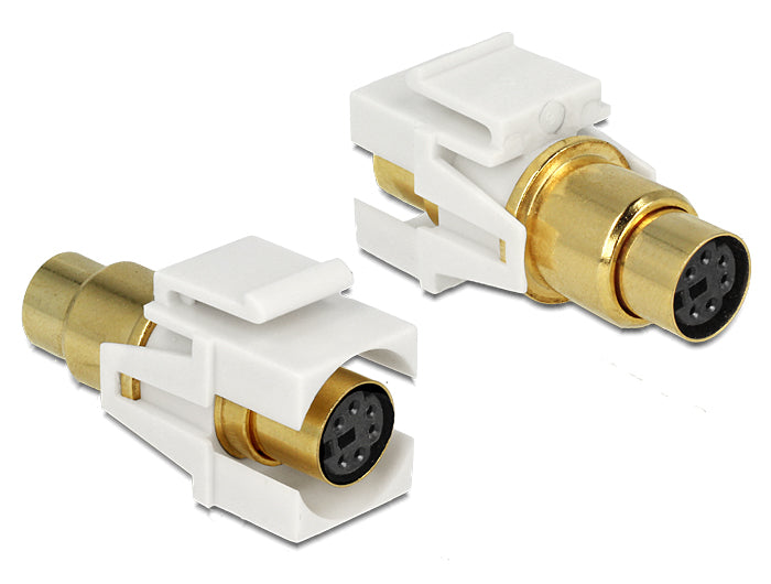 Delock 86339 Keystone Module Mini-Din 6 Pin Female > Female Gold Plated White