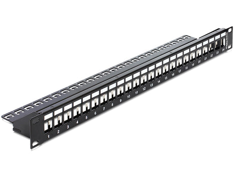 Delock 43277 19″ Keystone Patch Panel 24 Port Black