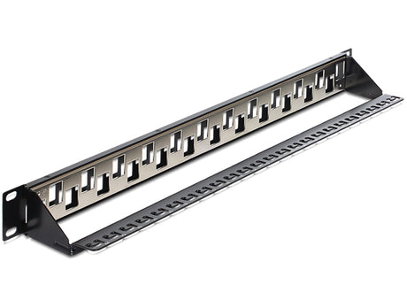 Delock 43278 19″ Keystone Patch Panel 24 Port Staggered Black