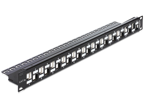 Delock 43278 19″ Keystone Patch Panel 24 Port Staggered Black