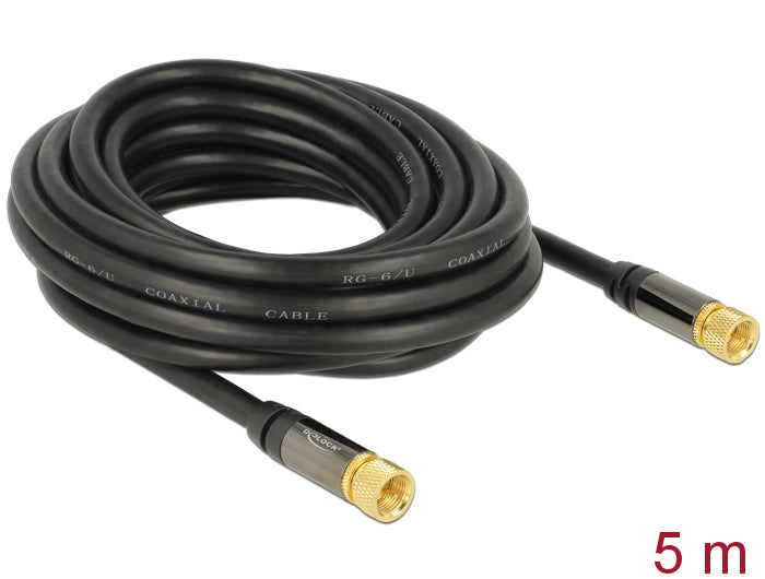 Delock 88921 Antenna Cable F Plug > F Plug Rg-6/U 5 M Black