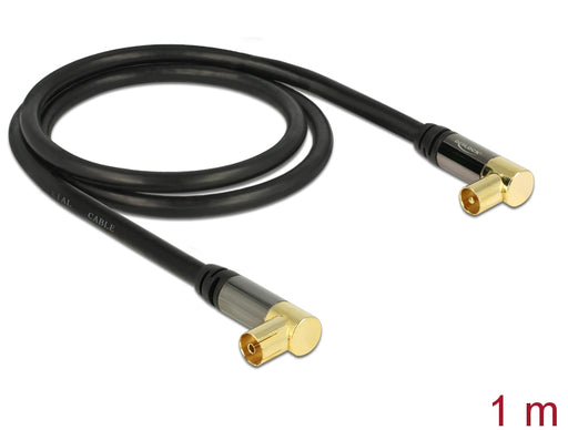 Delock 88781 Antenna Cable Iec Plug Angled > Iec Jack Angled Rg-6/U 1 M Black