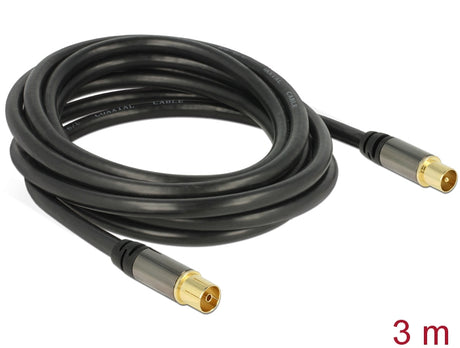 Delock 88924 Antenna Cable Iec Plug > Iec Jack Rg-6/U 3 M Black