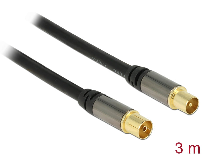 Delock 88924 Antenna Cable Iec Plug > Iec Jack Rg-6/U 3 M Black