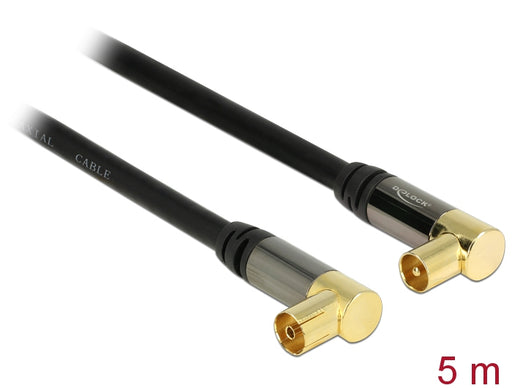 Delock 88917 Antenna Cable Iec Plug Angled > Iec Jack Angled Rg-6/U 5 M Black