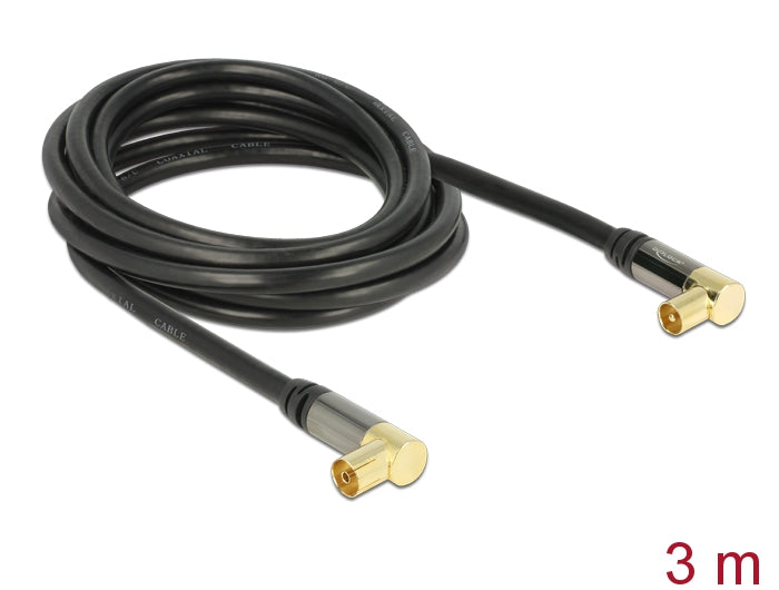 Delock 88916 Antenna Cable Iec Plug Angled > Iec Jack Angled Rg-6/U 3 M Black