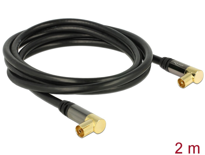 Delock 88865 Antenna Cable Iec Plug Angled > Iec Jack Angled Rg-6/U 2 M Black