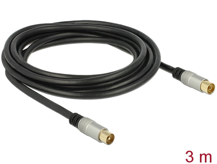 Delock 88947 Antenna Cable Iec Plug > Iec Jack Rg-6/U Quad Shield 3 M