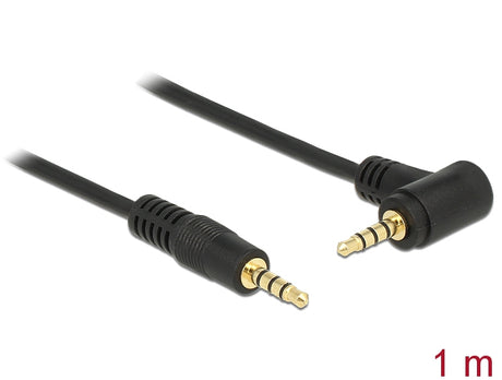 Delock 84737 Cable Stereo Jack 3.5 Mm 4 Pin Male > Male Angled 1 M Black