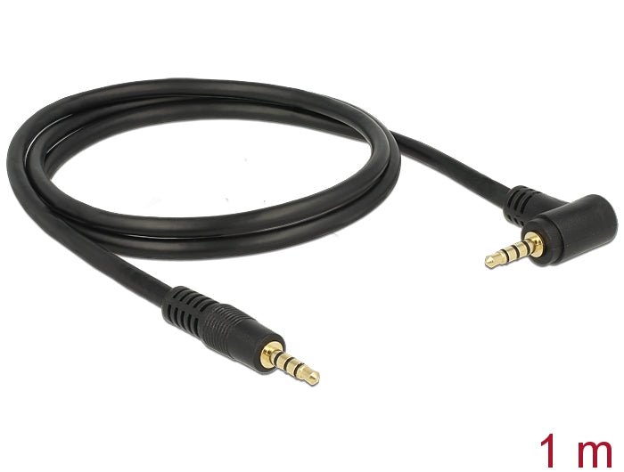 Delock 84737 Cable Stereo Jack 3.5 Mm 4 Pin Male > Male Angled 1 M Black