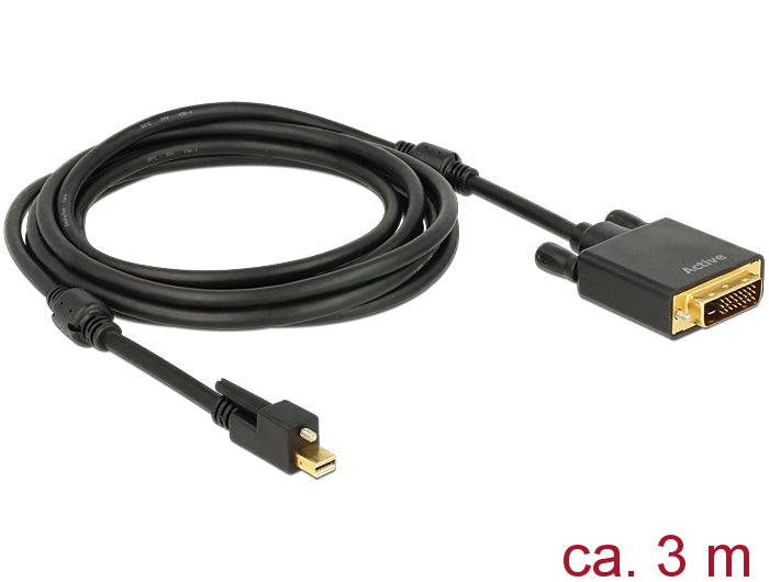 Delock 83727 Cable Mini Displayport 1.2 Male With Screw > Dvi Male 4K Active