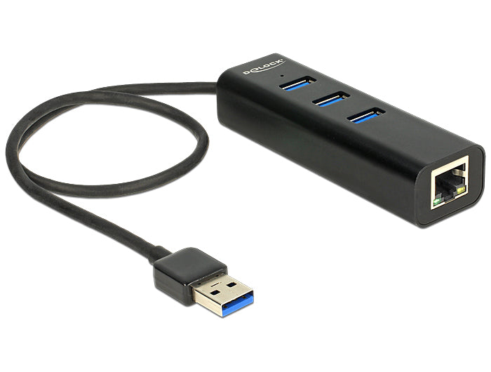 Delock 62653 Usb 3.0 Hub 3 Port + 1 Port Gigabit Lan 10/100/1000 Mbps