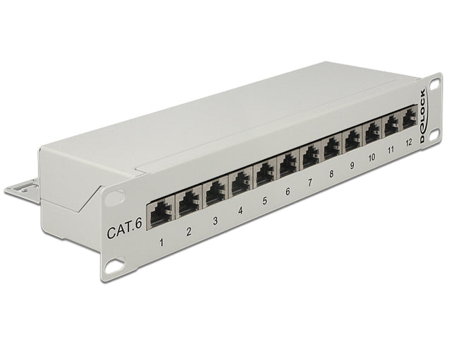 Delock 43299 10″ Patch Panel 12 Port Cat.6 Grey