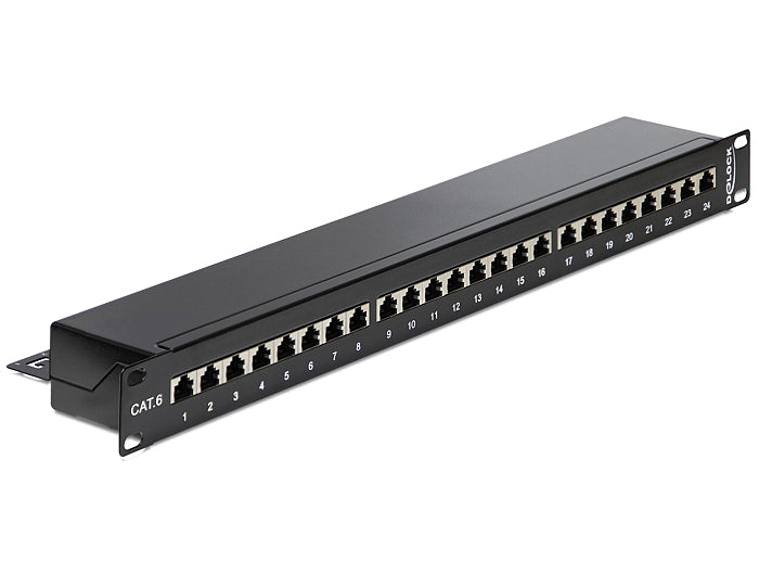 Delock 43298 19″ Patch Panel 24 Port Cat.6 Black