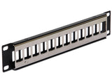 Delock 43326 10″ Keystone Patch Panel 12 Port Metal Black