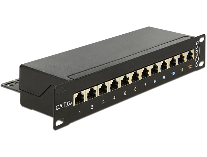 Delock 43310 10″ Patch Panel 12 Port Cat.6A Black