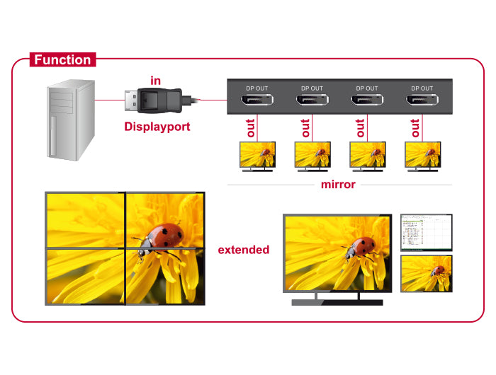 Delock 87694 Displayport 1.2 Splitter 1 X Displayport In