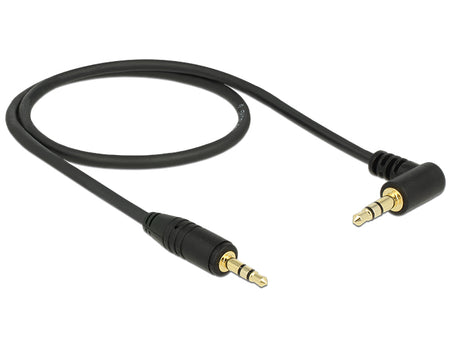 Delock 83752 Stereo Jack Cable 3.5 Mm 3 Pin Male > Male Angled 0.5 M Black