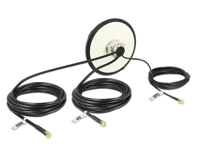 Delock 12455 Multiband Lte Umts Gsm Gps Antenna 3 X Sma Male