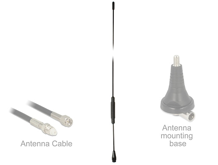 Delock 12438 Tetra Bos Antenna 380 - 410 Mhz M6 Inner Thread 2.5 Dbi 51.8 Cm