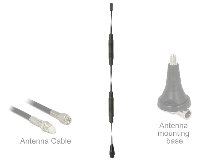 Delock 12445 Tetra Antenna 450 - 470 Mhz M6 Inner Thread 5 Dbi 36.6 Cm