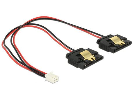 Delock 85249 Cable Power 2 Pin Female > 2 X Sata 15 Pin Receptacle Metal 20 Cm