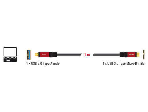 Delock 82760 Cable Usb 3.0 Type-A Male > Usb 3.0 Type Micro-B Male 1 M Premium