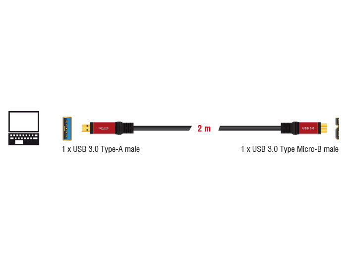 Delock 82761 Cable Usb 3.0 Type-A Male > Usb 3.0 Type Micro-B Male 2 M Premium