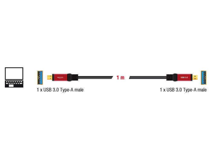 Delock 82744 Usb 3.2 Gen 1 Cable Type-A Male To Type-A Male 1 M Metal