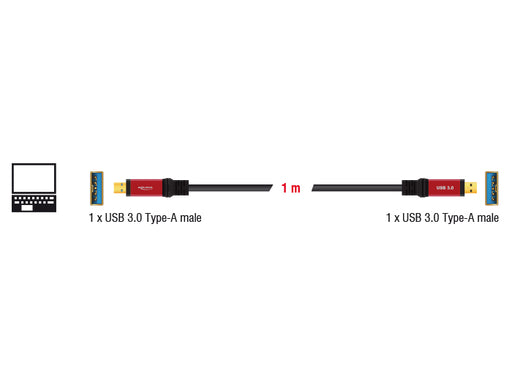 Delock 82744 Usb 3.2 Gen 1 Cable Type-A Male To Type-A Male 1 M Metal