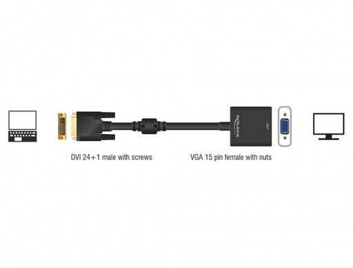 Delock 65658 Adapter Dvi-D 24+1 Male > Vga Female Black