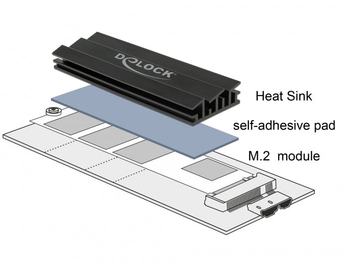 Delock 18284 Heat Sink 100 Mm For M.2 Module Black