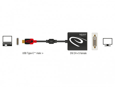 Delock 61213 Adapter Usb Type-C™ Male > Dvi Female (Dp Alt Mode) 4K 30 Hz