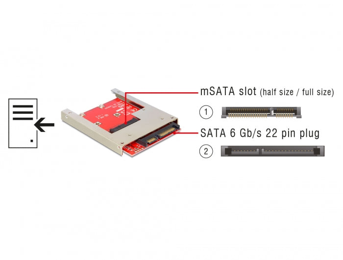 Delock 61892 2.5″ Converter Sata 22 Pin > 1 X Msata - 9.5 Mm