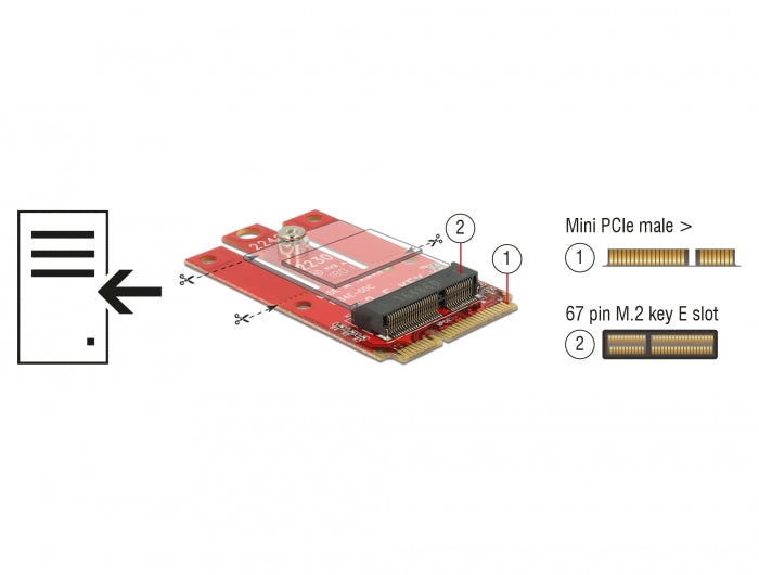 Delock 63909 Adapter Mini Pcie > M.2 Key E Slot