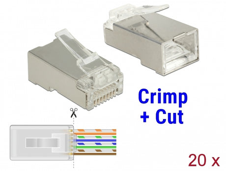 Delock 86454 Rj45 Crimp+Cut Plug Cat.6 Stp 20 Pieces