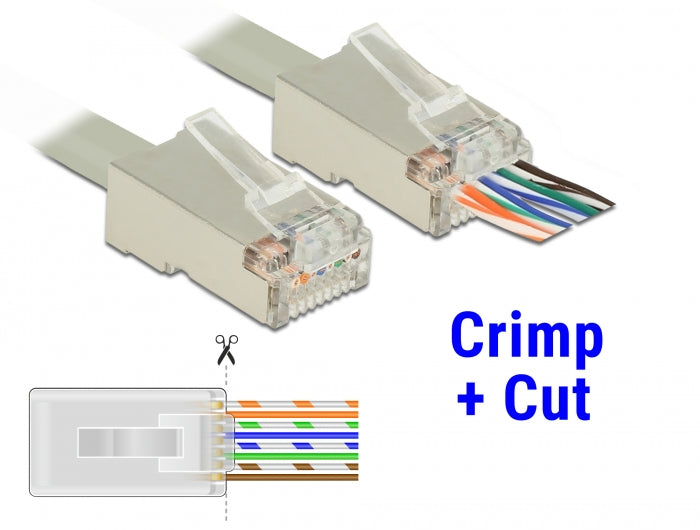 Delock 86454 Rj45 Crimp+Cut Plug Cat.6 Stp 20 Pieces