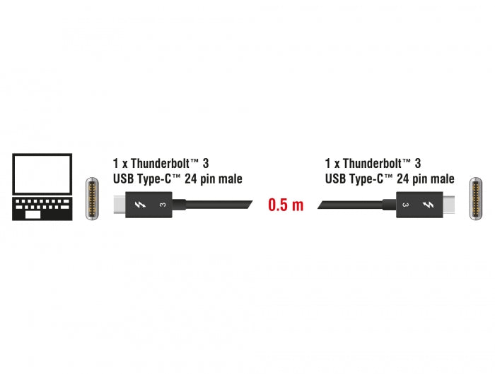 Delock 84844 Thunderbolt™ 3 (40 Gb/S) Usb-C™ Cable Male