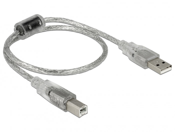 Delock 82057 Cable Usb 2.0 Type-A Male > Usb 2.0 Type-B Male 0.5 M Transparent