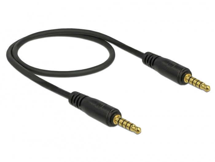 Delock 85695 Stereo Jack Cable 3.5 Mm 5 Pin Male To Male 0.5 M Black