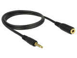 Delock 85701 Extension Cable Stereo Jack 3.5 Mm 5 Pin Male To Female 1 M Black