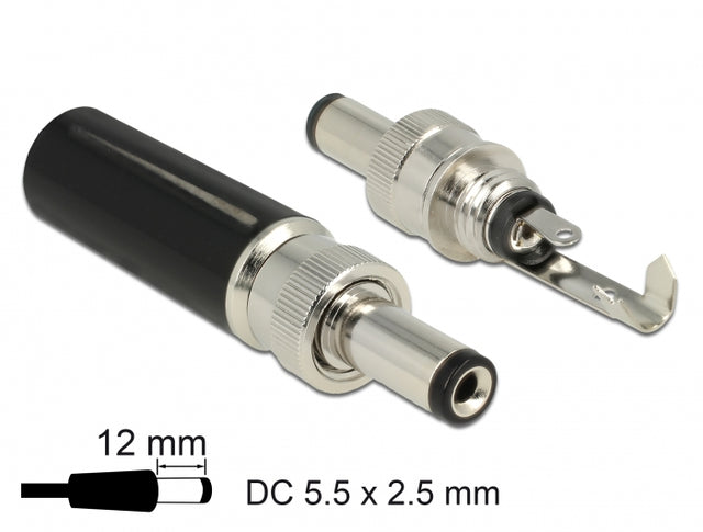 Delock 89916 Connector Dc 5.5 X 2.5 Mm With 12.0 Mm Length