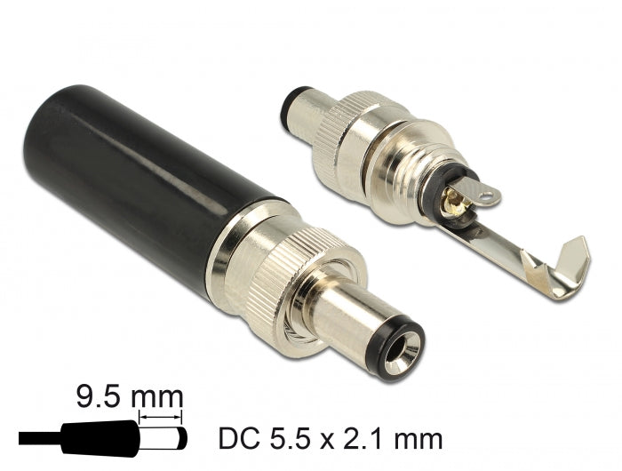 Delock 89913 Connector Dc 5.5 X 2.1 Mm With 9.5 Mm Length