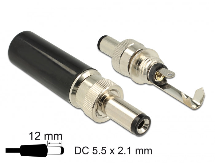 Delock 89915 Connector Dc 5.5 X 2.1 Mm With 12.0 Mm Length